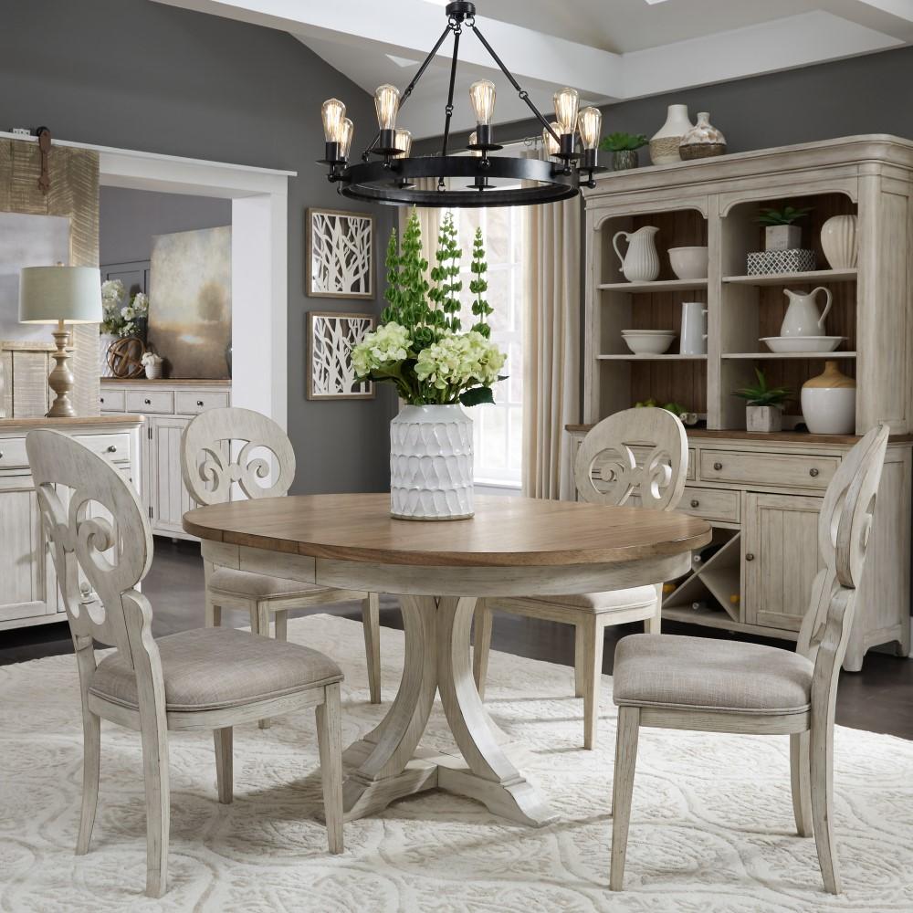 Liberty Furniture - Farmhouse Reimagined 5 Piece Pedestal Table Set - 652-DR-5PDS veiw 1
