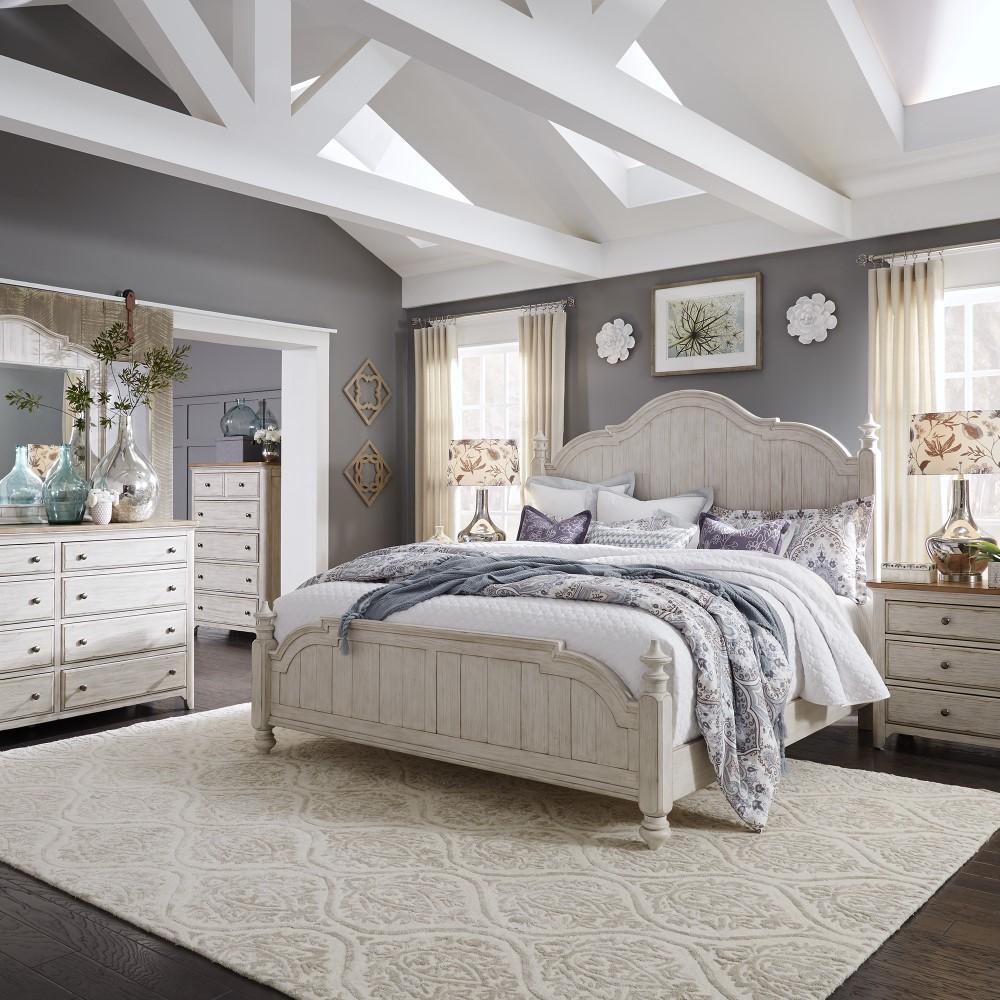 Liberty Furniture - Farmhouse Reimagined 5 Piece Queen Poster Bed, Dresser & Mirror, Chest, Nightstand Set - 652-BR-QPSDMCN veiw 1