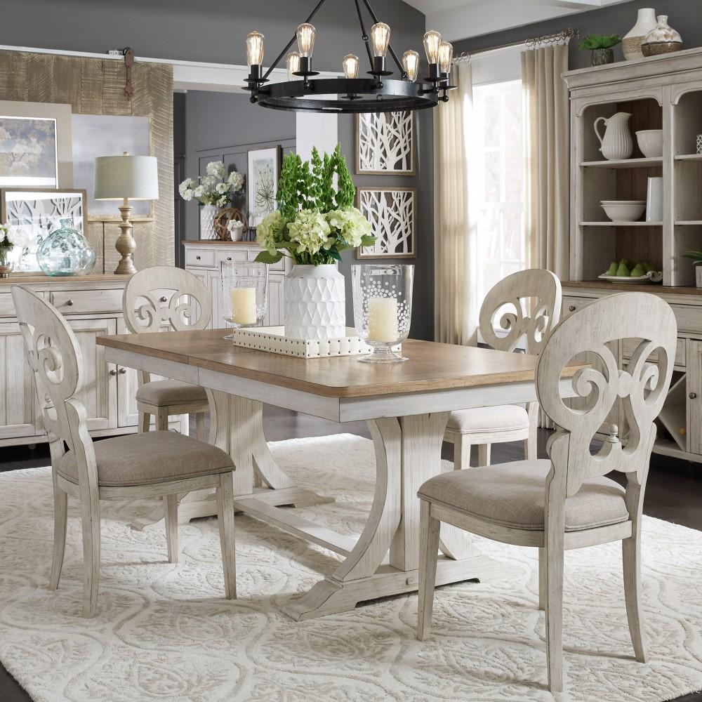 Liberty Furniture - Farmhouse Reimagined 5 Piece Trestle Table Set - 652-DR-5TRS veiw 1