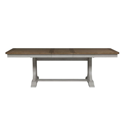 Liberty Furniture - Farmhouse Reimagined 6 Piece Trestle Set  in Antique White w/ Chestnut Tops - 652-DR-6TRES veiw 3