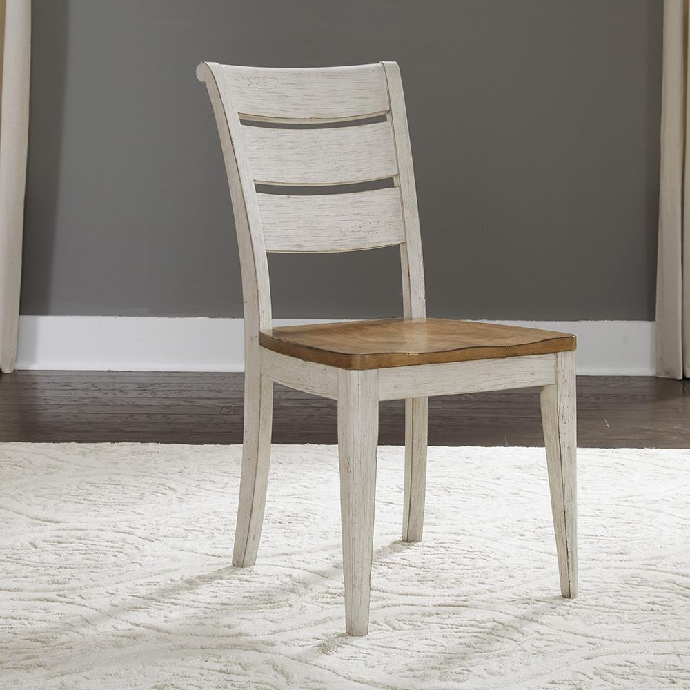 Liberty Furniture - Farmhouse Reimagined 6 Piece Trestle Set  in Antique White w/ Chestnut Tops - 652-DR-6TRES veiw 5