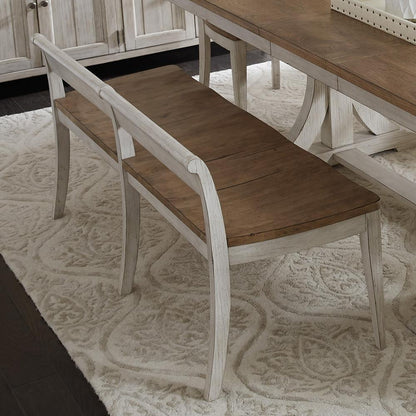 Liberty Furniture - Farmhouse Reimagined 6 Piece Trestle Set  in Antique White w/ Chestnut Tops - 652-DR-6TRES veiw 6