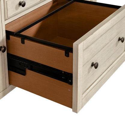 Liberty Furniture - Farmhouse Reimagined Door Credenza in Antique White w/ Chestnut Tops - 652-HO120 veiw 3