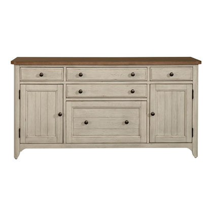 Liberty Furniture - Farmhouse Reimagined Door Credenza in Antique White w/ Chestnut Tops - 652-HO120 veiw 8