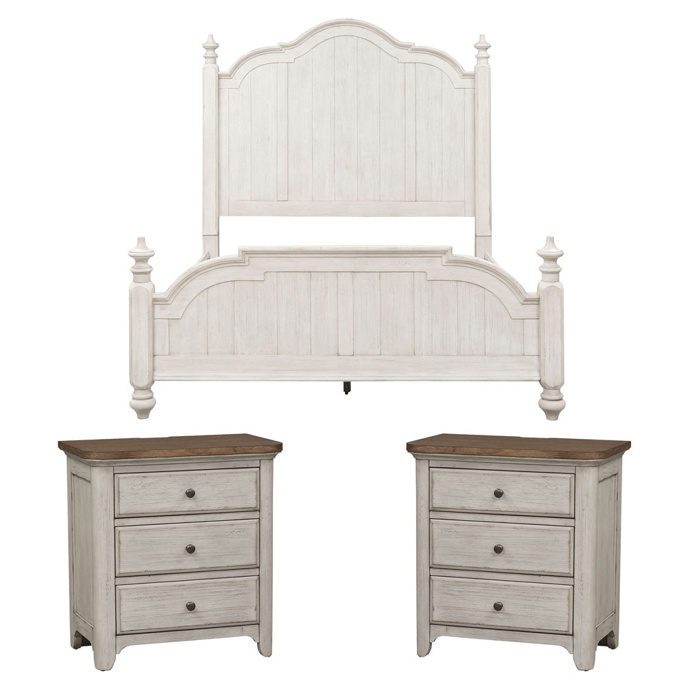 Liberty Furniture - Farmhouse Reimagined King Poster Bed, 2 Night Stands - 652-BR-KPS2NS view 1