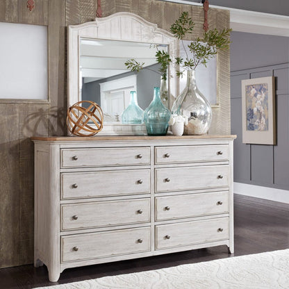 Liberty Furniture - Farmhouse Reimagined - King Poster Bed, Dresser & Mirror, Chest in White - 652-BR-KPSDMC view 2