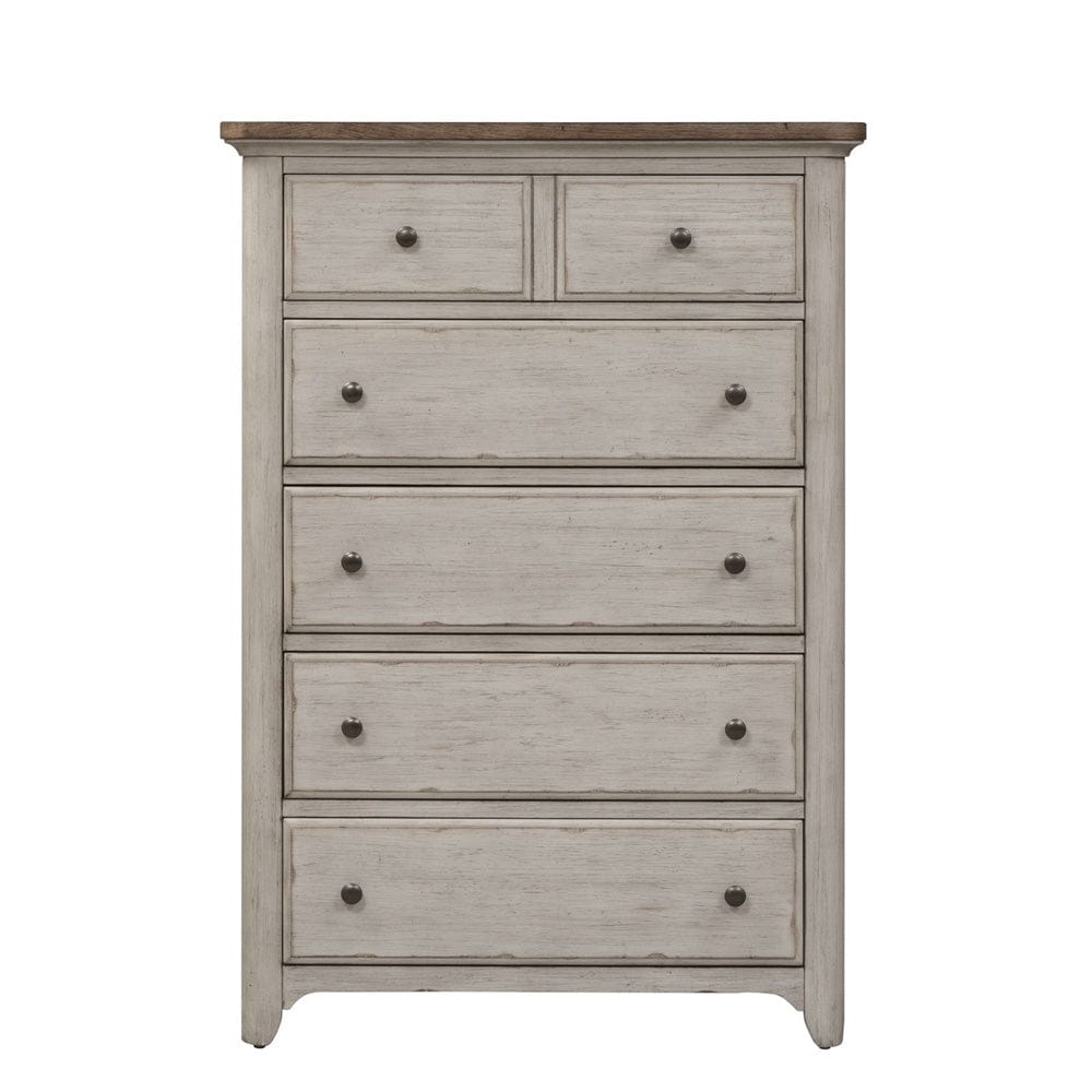 Liberty Furniture - Farmhouse Reimagined - King Poster Bed, Dresser & Mirror, Chest in White - 652-BR-KPSDMC view 5