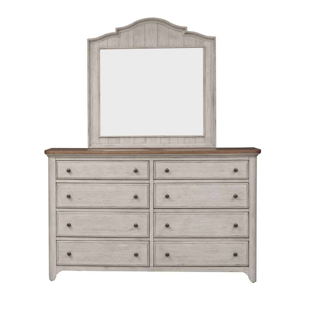Liberty Furniture - Farmhouse Reimagined - King Poster Bed, Dresser & Mirror in White - 652-BR-KPSDM view 4