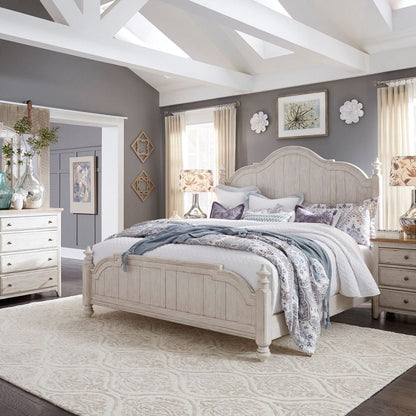Liberty Furniture - Farmhouse Reimagined - King Poster Bed, Dresser & Mirror, Night Stand in White - 652-BR-KPSDMN view 1