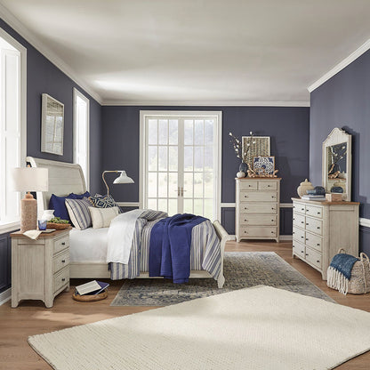 Liberty Furniture - Farmhouse Reimagined King Sleigh Bed, Dresser & Mirror, Chest, Night Stand - 652-BR-KSLDMCN view 1