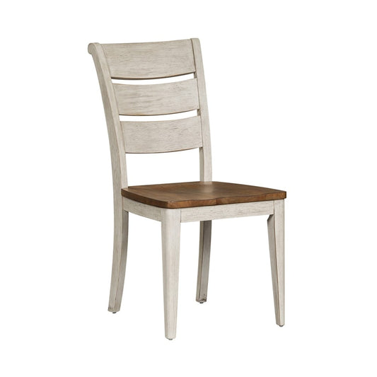 Liberty Furniture - Farmhouse Reimagined Ladder Back Side Chair  in Antique White w/ Chestnut Tops - 652-C2000S veiw 2