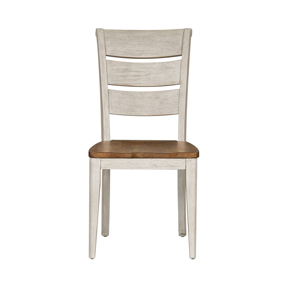 Liberty Furniture - Farmhouse Reimagined Ladder Back Side Chair  in Antique White w/ Chestnut Tops - 652-C2000S veiw 3