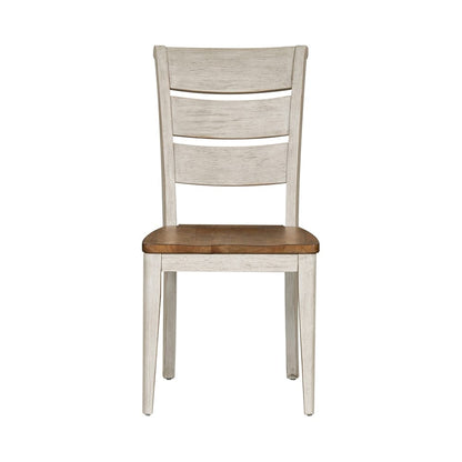 Liberty Furniture - Farmhouse Reimagined Ladder Back Side Chair  in Antique White w/ Chestnut Tops - 652-C2000S veiw 3
