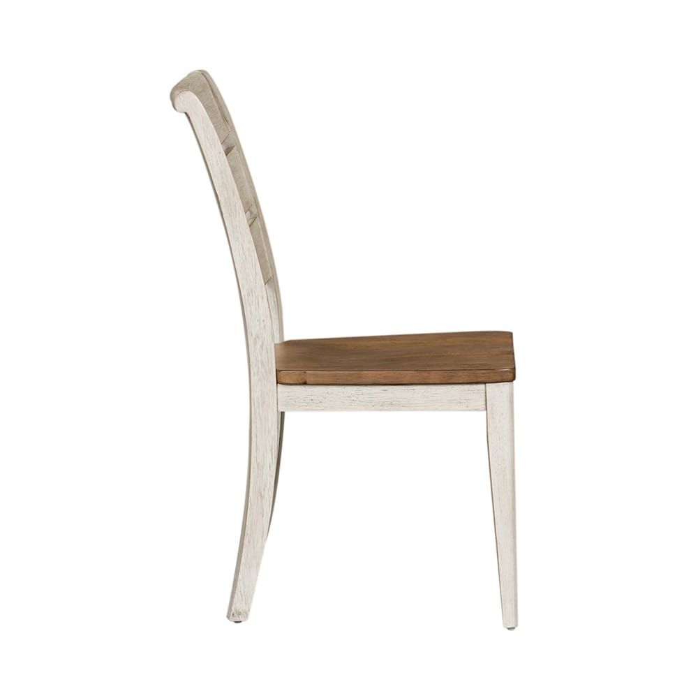 Liberty Furniture - Farmhouse Reimagined Ladder Back Side Chair  in Antique White w/ Chestnut Tops - 652-C2000S veiw 4
