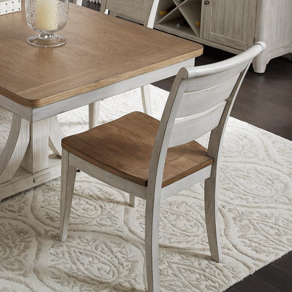 Liberty Furniture - Farmhouse Reimagined Ladder Back Side Chair  in Antique White w/ Chestnut Tops - 652-C2000S veiw 8