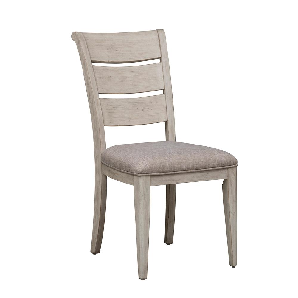 Liberty Furniture - Farmhouse Reimagined Ladder Back Uph Side Chair  in Antique White w/ Chestnut Tops - 652-C2001S veiw 2