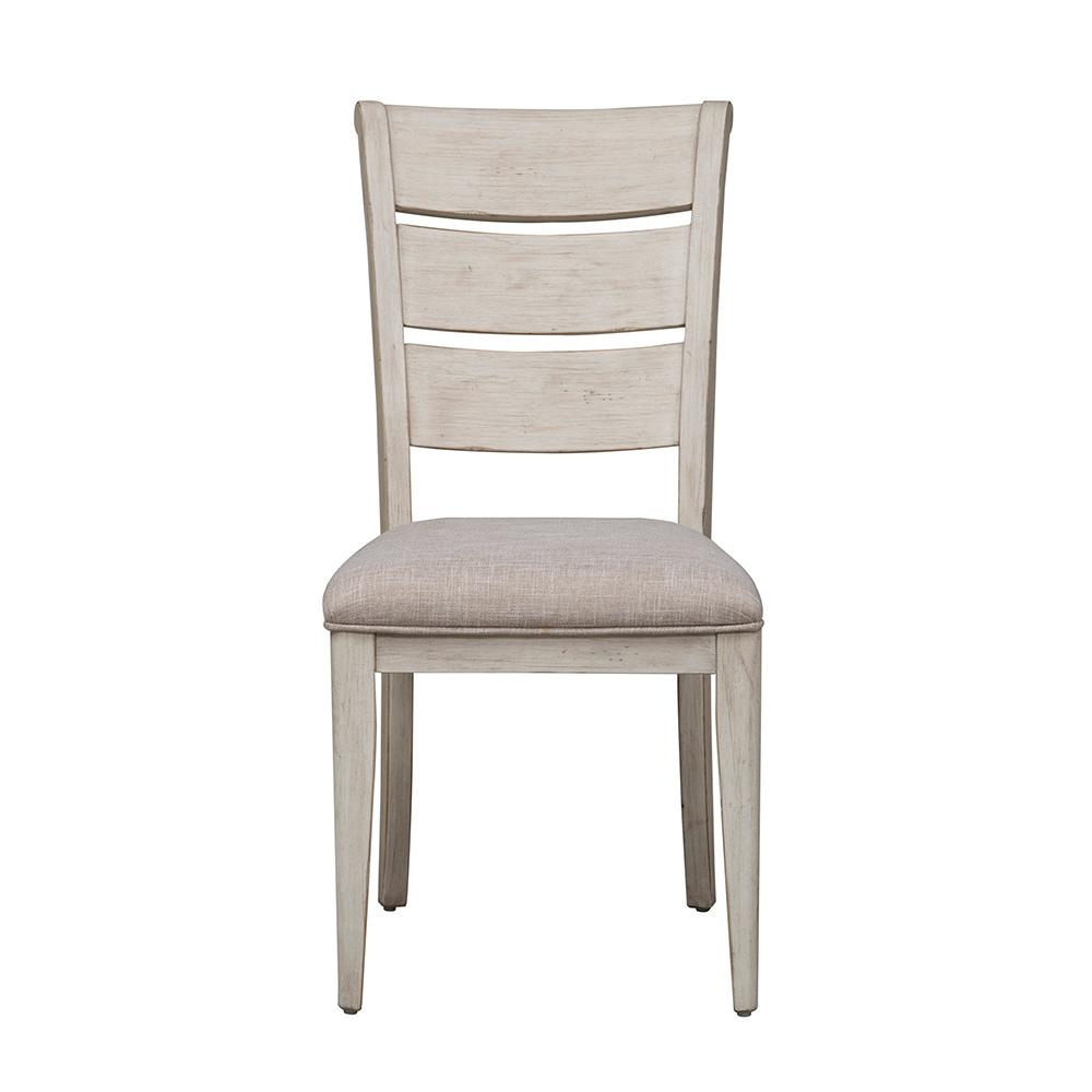 Liberty Furniture - Farmhouse Reimagined Ladder Back Uph Side Chair  in Antique White w/ Chestnut Tops - 652-C2001S veiw 3