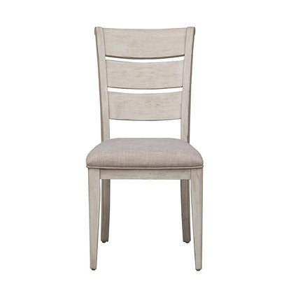 Liberty Furniture - Farmhouse Reimagined Ladder Back Uph Side Chair  in Antique White w/ Chestnut Tops - 652-C2001S veiw 3