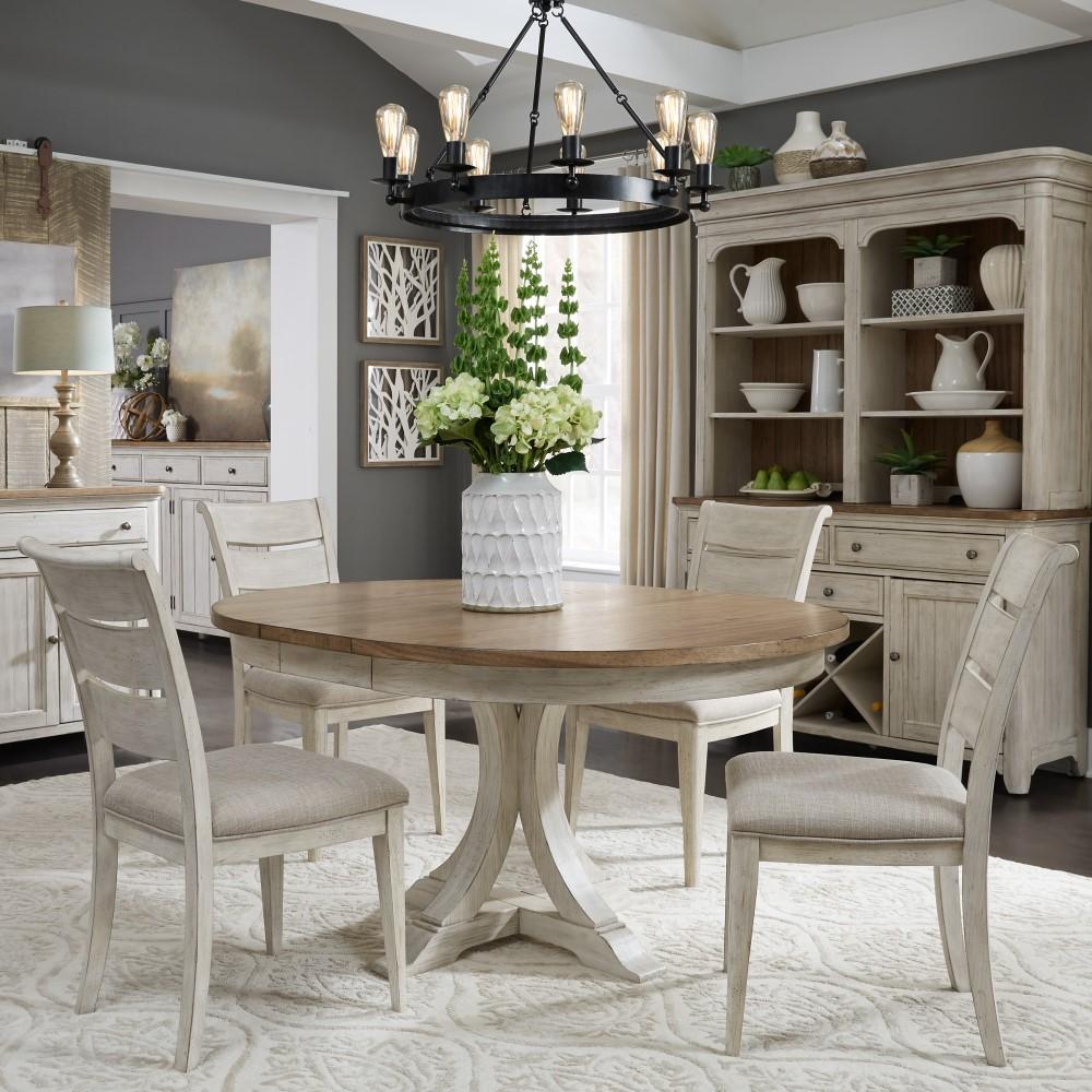 Liberty Furniture - Farmhouse Reimagined 5 Piece Pedestal Table Set - 652-DR-O5PDS veiw 1