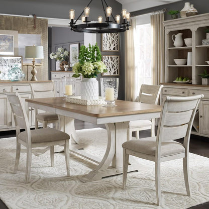 Liberty Furniture - Farmhouse Reimagined 5 Piece Trestle Table Set - 652-DR-O5TRS veiw 1