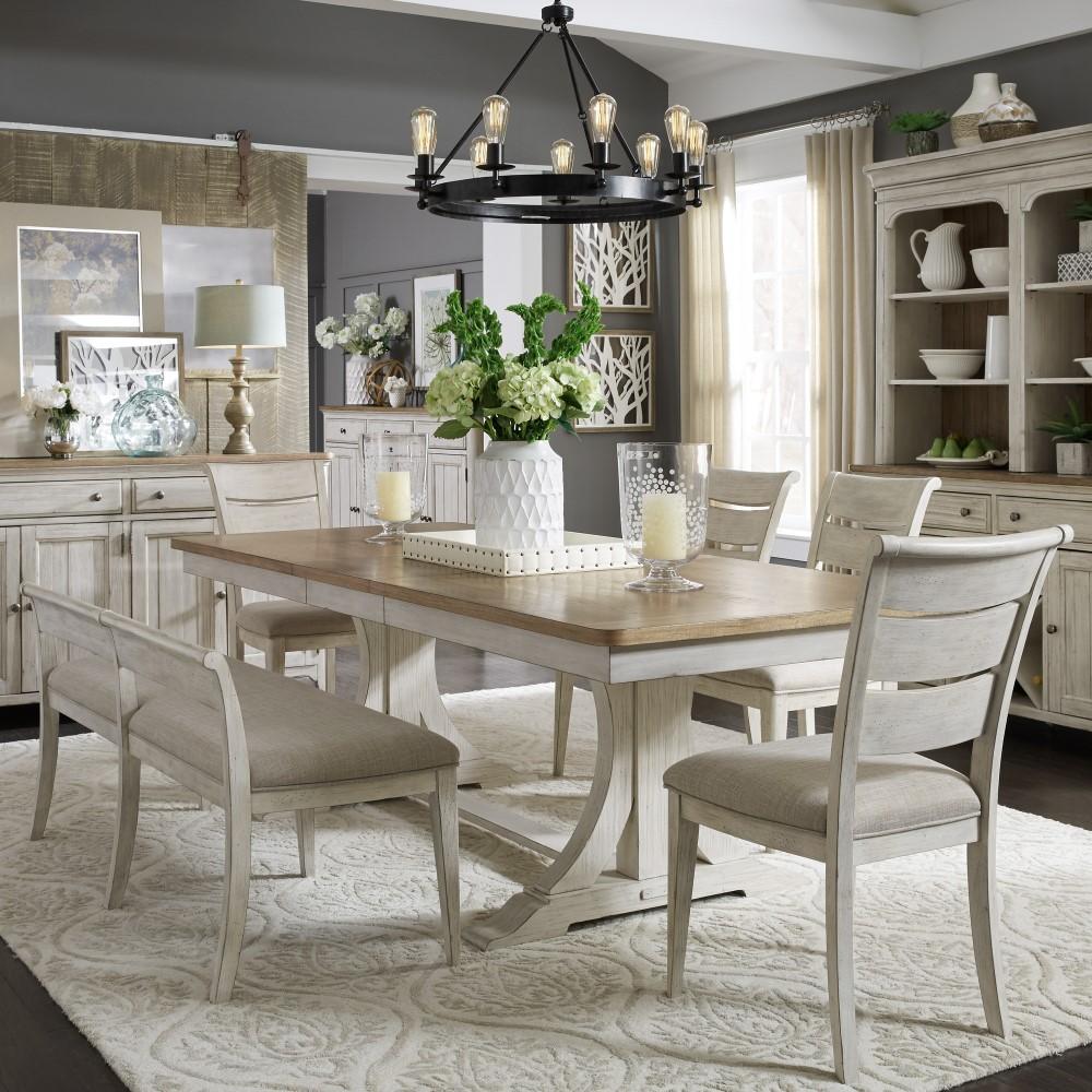 Liberty Furniture - Farmhouse Reimagined 6 Piece Trestle Table Set - 652-DR-O6TRS veiw 1