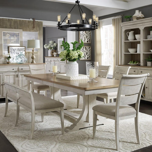 Liberty Furniture - Farmhouse Reimagined 6 Piece Trestle Table Set - 652-DR-O6TRS veiw 1