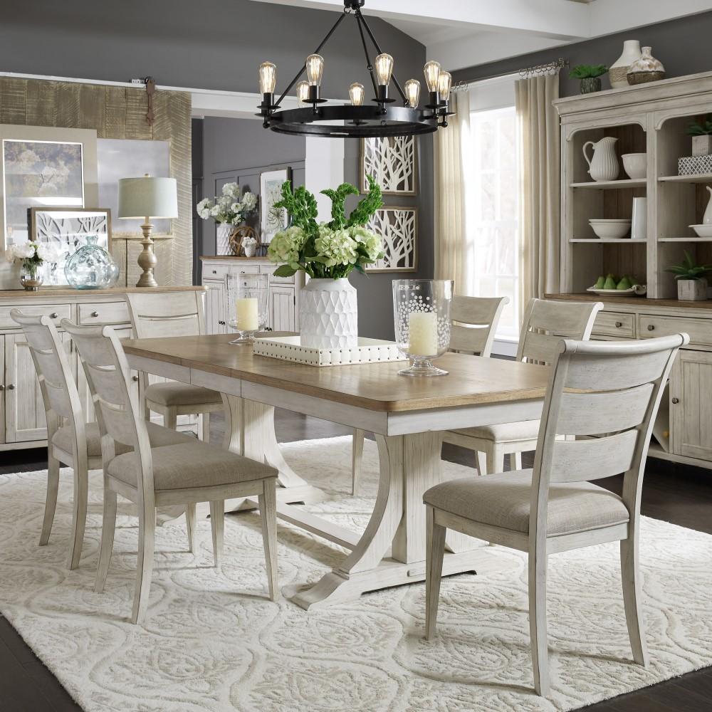 Liberty Furniture - Farmhouse Reimagined 7 Piece Trestle Table Set - 652-DR-O7TRS veiw 1