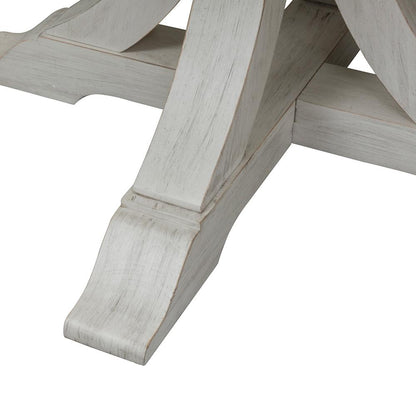 Liberty Furniture - Farmhouse Reimagined Oval Pedestal Table in Antique White w/ Chestnut Tops - 652-DR-PDS veiw 4