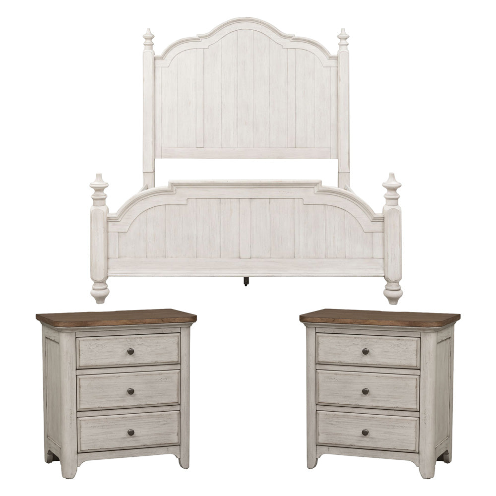 Liberty Furniture - Farmhouse Reimagined Queen Poster Bed, 2 Night Stands - 652-BR-QPS2NS view 1