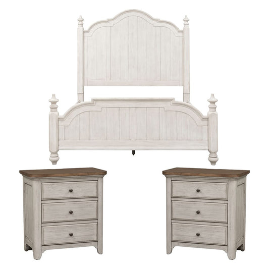 Liberty Furniture - Farmhouse Reimagined Queen Poster Bed, 2 Night Stands - 652-BR-QPS2NS view 1