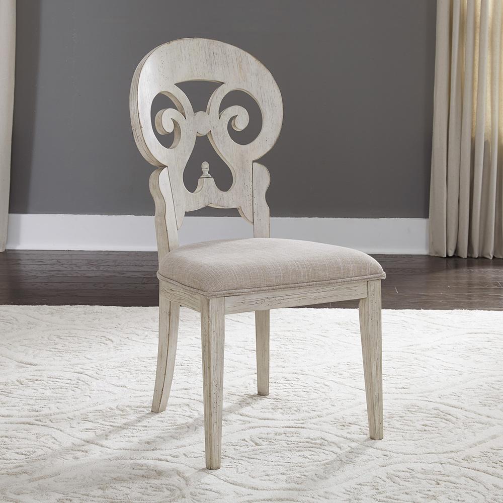 Liberty Furniture - Farmhouse Reimagined Splat Back Side Chair  in Antique White w/ Chestnut Tops - 652-C6501S veiw 1