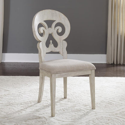 Liberty Furniture - Farmhouse Reimagined Splat Back Side Chair  in Antique White w/ Chestnut Tops - 652-C6501S veiw 1