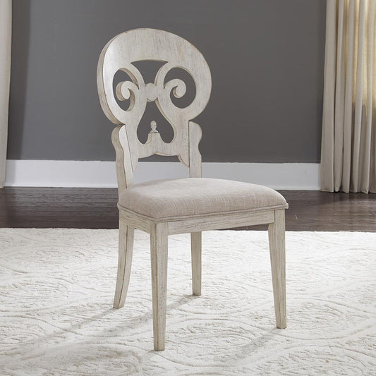 Liberty Furniture - Farmhouse Reimagined Splat Back Side Chair  in Antique White w/ Chestnut Tops - 652-C6501S veiw 1