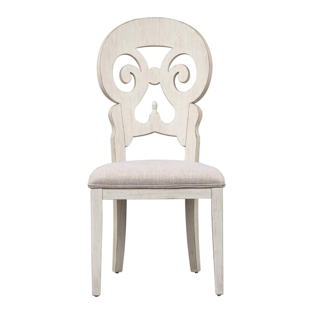 Liberty Furniture - Farmhouse Reimagined Splat Back Side Chair  in Antique White w/ Chestnut Tops - 652-C6501S veiw 3