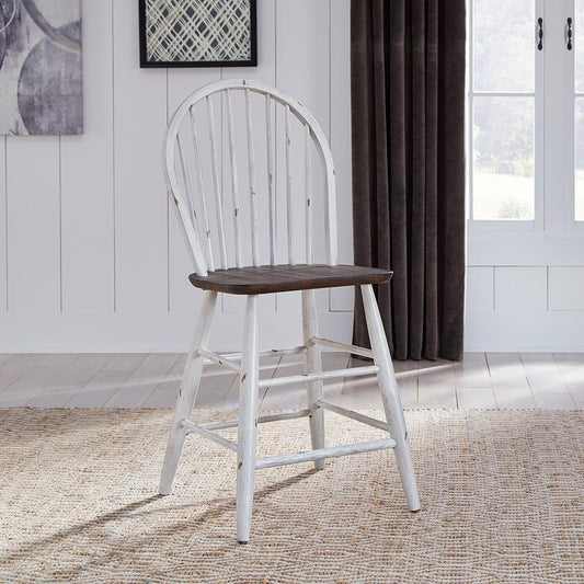 Liberty Furniture - Farmhouse Windsor Back Counter Chair in Two Tone White w/ Wood Tone Tops - 139WH-B100024 veiw 1