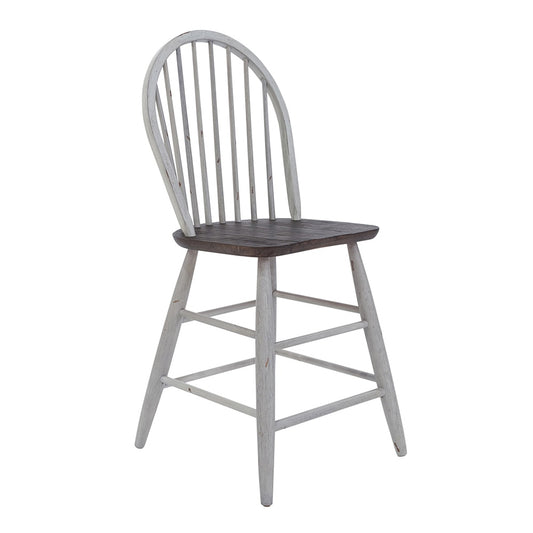 Liberty Furniture - Farmhouse Windsor Back Counter Chair in Two Tone White w/ Wood Tone Tops - 139WH-B100024 veiw 2
