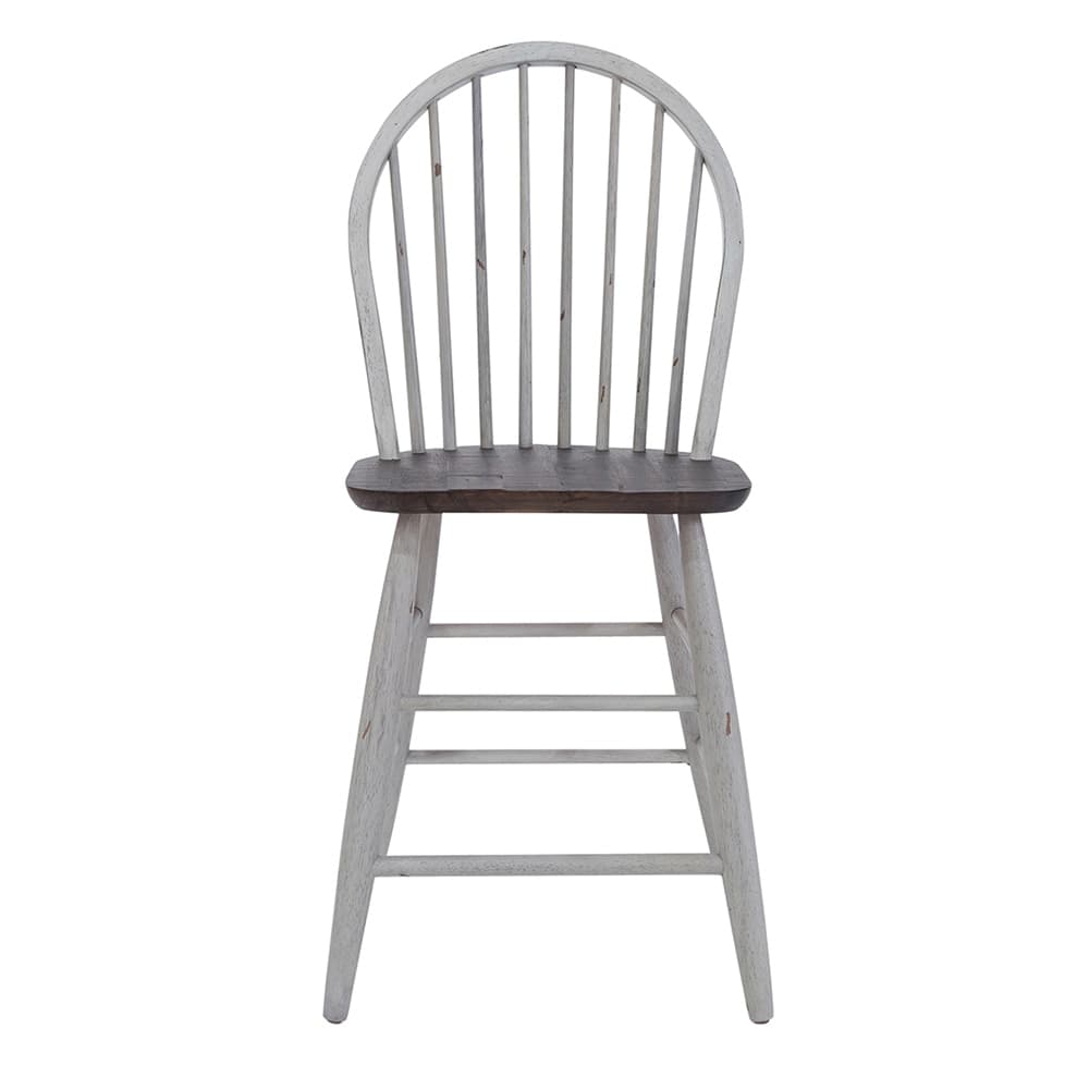 Liberty Furniture - Farmhouse Windsor Back Counter Chair in Two Tone White w/ Wood Tone Tops - 139WH-B100024 veiw 3