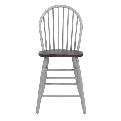Liberty Furniture - Farmhouse Windsor Back Counter Chair in Two Tone White w/ Wood Tone Tops - 139WH-B100024 veiw 3