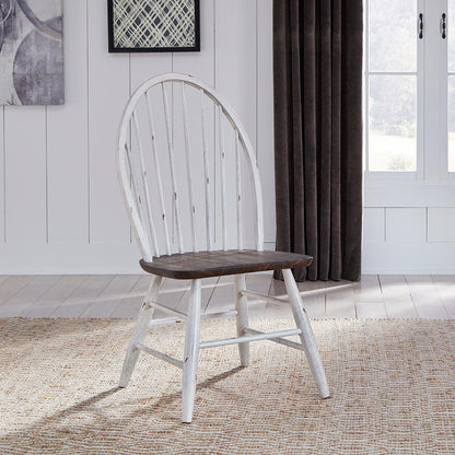 Liberty Furniture - Farmhouse Windsor Back Side Chair in Two Tone White w/ Wood Tone Tops - 139WH-C1000S veiw 1