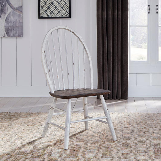 Liberty Furniture - Farmhouse Windsor Back Side Chair in Two Tone White w/ Wood Tone Tops - 139WH-C1000S veiw 1