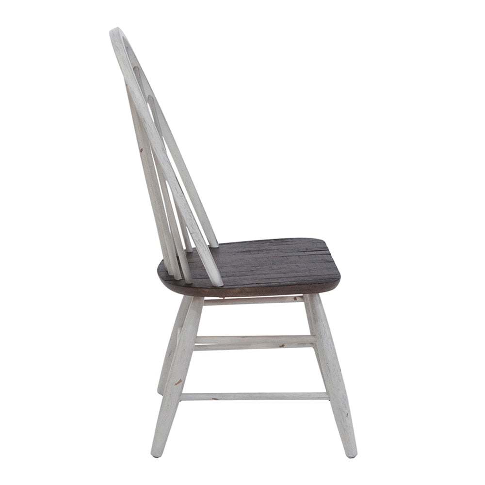 Liberty Furniture - Farmhouse Windsor Back Side Chair in Two Tone White w/ Wood Tone Tops - 139WH-C1000S veiw 4
