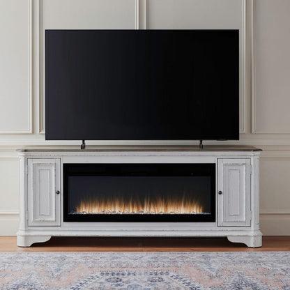 Liberty Furniture - Fireplace TV Consoles - 244 82 Inch Console w/ Fire FTS in Brown - FIRE-BOX-244-82FTS view 1