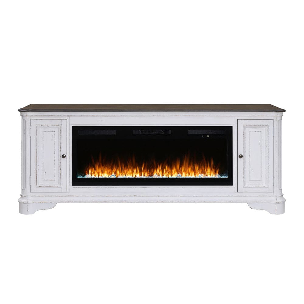 Liberty Furniture - Fireplace TV Consoles - 244 82 Inch Console w/ Fire FTS in Brown - FIRE-BOX-244-82FTS view 3