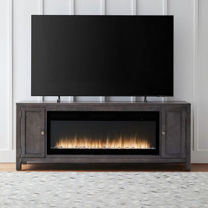 Liberty Furniture - Fireplace TV Consoles - 406 78 Inch Console w/ Fire FTS in Brown - FIRE-BOX-406-78FTS view 1