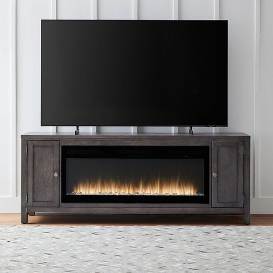 Liberty Furniture - Fireplace TV Consoles - 406 78 Inch Console w/ Fire FTS in Brown - FIRE-BOX-406-78FTS view 1