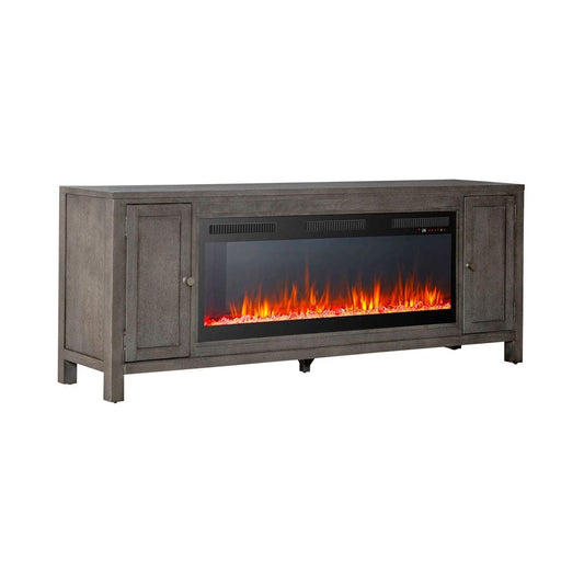 Liberty Furniture - Fireplace TV Consoles - 406 78 Inch Console w/ Fire FTS in Brown - FIRE-BOX-406-78FTS view 2