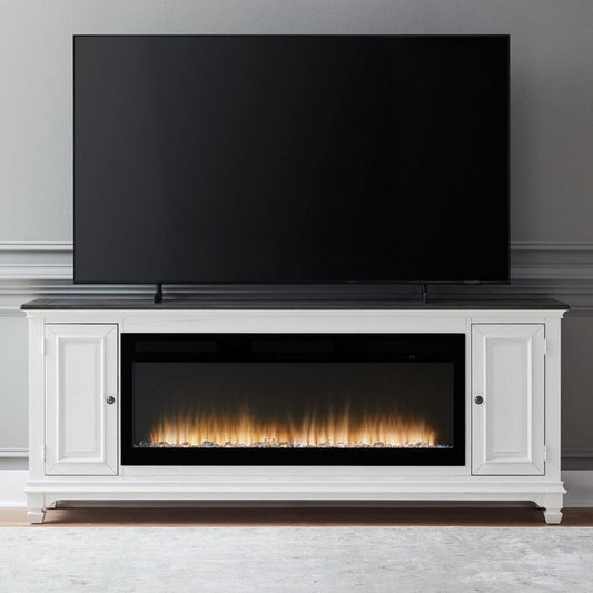 Liberty Furniture - Fireplace TV Consoles - 417 80 Inch Console w/ Fire FTS in Brown - FIRE-BOX-417-80FTS view 1
