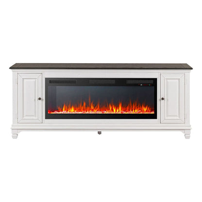 Liberty Furniture - Fireplace TV Consoles - 417 80 Inch Console w/ Fire FTS in Brown - FIRE-BOX-417-80FTS view 3
