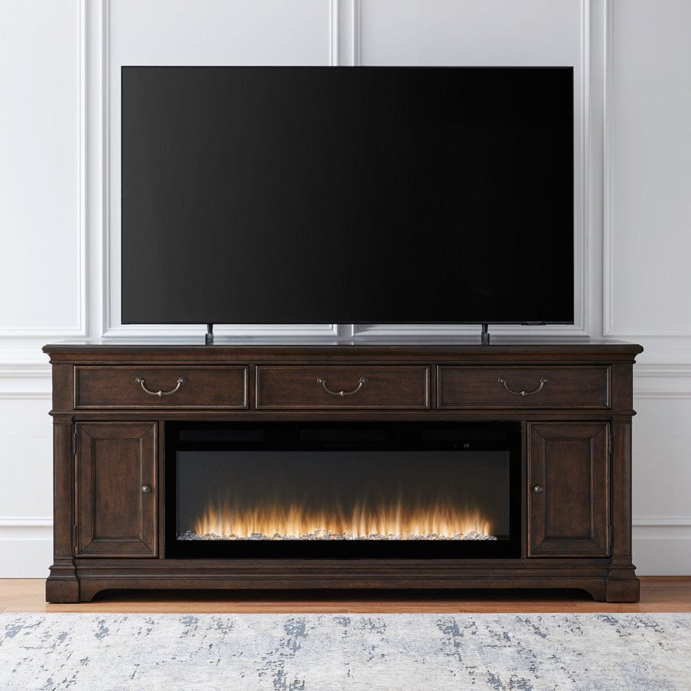 Liberty Furniture - Fireplace TV Consoles - 512 84 Inch Console w/ Fire FTS in Brown - FIRE-BOX-512-84FTS view 1