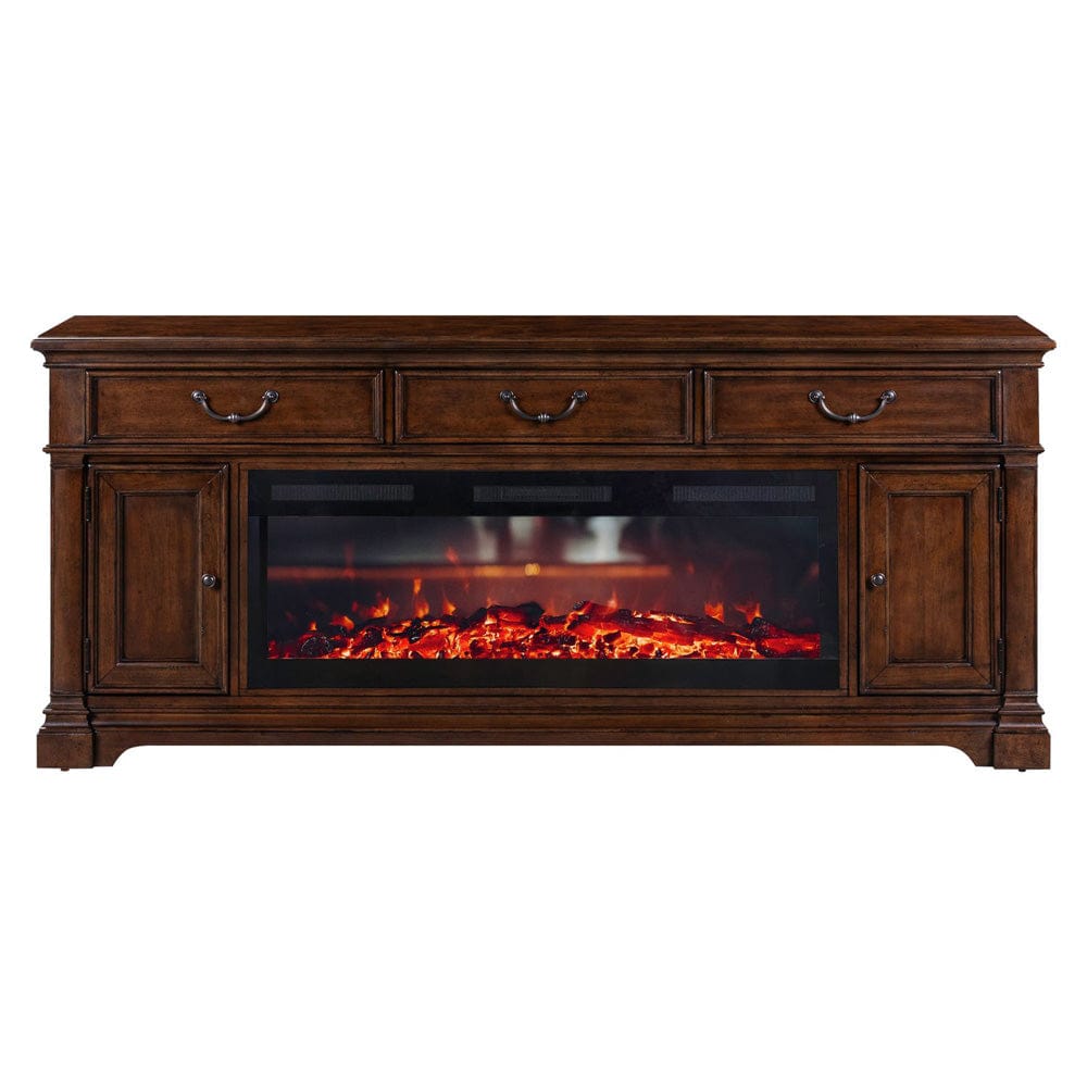 Liberty Furniture - Fireplace TV Consoles - 512 84 Inch Console w/ Fire FTS in Brown - FIRE-BOX-512-84FTS view 3